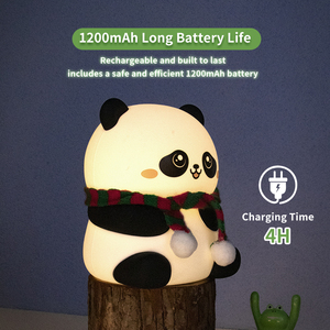 مصباح ليلي من السيليكون الكاواي باندا محمول قابل لإعادة الشحن بحنفية بمستشعر RGB LED ملون لديكور غرف الأطفال أدوات مساعدة للنوم - Product Image 5