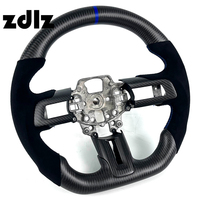 Volante Personalizado de Fibra de Carbono Mate con Cuero Negro para Ford Mustang Shelby 2018 2019 2020 2021, Interior de Auto