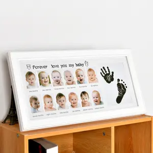 Bebê recém-nascido 12 meses Argila Ar Quadro Picture Frame da Foto Da Lembrança Handprint Pegada Do Bebê