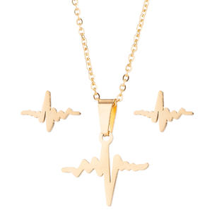 Pendentif pour femme Heart Beat <span class=keywords><strong>ECG</strong></span> Love Version Clavicule Chaîne Nouvel ensemble en acier inoxydable - Product Image 5