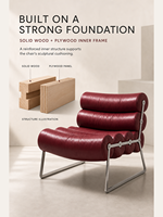 Fauteuil d'appoint moderne rembourré en cuir pleine fleur, confortable et élégant, idéal pour salon et chambre à coucher – Vente directe usine