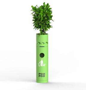 Poubelle ronde verte en colonne pour usine, avec pot de <span class=keywords><strong>fleurs</strong></span>, personnalisation possible, poubelle pour animaux de compagnie, poubelle pour déchets de rue - Product Image 2
