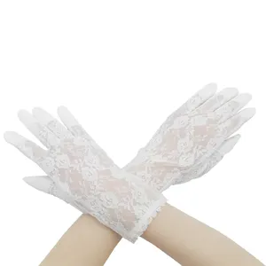 Свадебные белые кружевные маленькие и нежные женские перчатки с карманом 100% Полиэстеровые перчатки для поддержки запястья