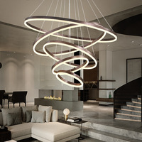 Luminaire suspendu LED moderne en acrylique à anneau, à intensité variable, pour salon, villa, hall d'entrée, 98W