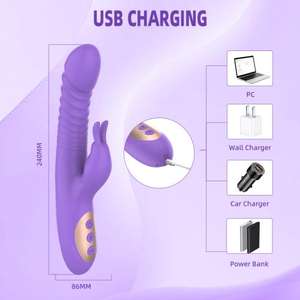 Inserción recargable por Usb en el clítoris de la vagina Estimulación del pezón anal <span class=keywords><strong>Lamiendo</strong></span> la lengua G deporte Vibrador de conejo para lesbianas - Product Image 5