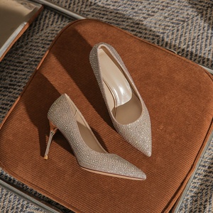 Sandalias de Tacón Alto con Pedrería, Estilo Europeo Americano, para Mujer, con Punta Abierta, Elegantes y de Lujo, para Fiestas, Banquetes y Bodas - Product Image 4