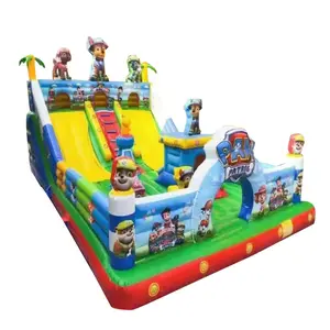 Anak-anak Luar Ruangan Komersial Tiup Trampolin Slide Kombinasi Geser dengan Bouncing House Castle
