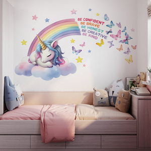Décoration de la maison 3d papillon arc-en-ciel <span class=keywords><strong>licorne</strong></span> <span class=keywords><strong>Stickers</strong></span> muraux pour enfants - Product Image 3