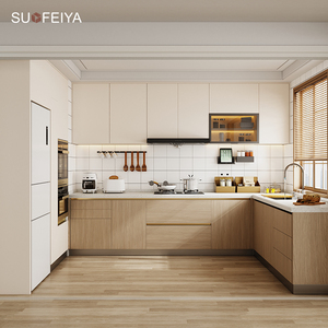 Sofeyia Custom Modern Japandi Cocina Armario Diseños Blanco MDF Madera Carpinterí<span class=keywords><strong>a</strong></span> Vidrio Incluye Fregadero-Gabinetes De Cocina Muebles De - Product Image 4