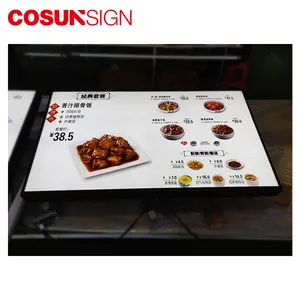 स्लिम रेस्तरां में भोजन मेनू फांसी डबल पक्षीय प्रदर्शन प्रकाश बॉक्स साइनेज का नेतृत्व किया