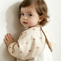 Bavoir-Tablier Imperméable à Manches Longues pour Bébé, Motif Animalier, Écologique, avec Logo Personnalisé, pour l'Alimentation des Garçons et des Filles, Facile à Nettoyer