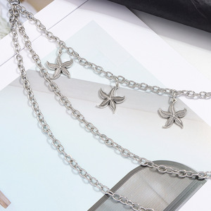 Cadena de Pantalones de Metal de Tres Capas con Diseño de Estrella de Mar, Accesorio Unisex de Hip Hop, Joyería Desmontable de Aleación de Zinc - Product Image 3