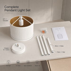 Suspension moderne en métal avec abat-jour côtelé blanc E27, luminaire simple pour salle à manger, îlot de cuisine, décoration intérieure - Product Image 4