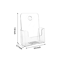 Lot de 2 présentoirs à brochures en acrylique transparent 6x8 pouces, support d'affichage incliné pour comptoir, pour prospectus, dépliants et panneaux, accès facile