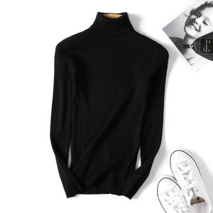 Pull à col roulé décontracté pour <span class=keywords><strong>femme</strong></span>, manches longues, fin, <span class=keywords><strong>chaud</strong></span>, tricoté, pull intérieur pour l'automne et l'hiver, vente en gros, logo sur le devant - Product Image 2