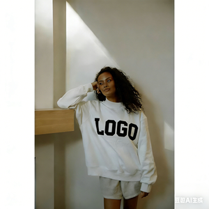 Дышащая толстовка в университетском стиле с воротником-стойкой, повседневная, из махровой ткани, с вышитыми буквами спереди, для женщин - Product Image 2