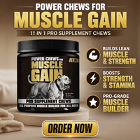 Power Chews pour la croissance musculaire 11-en-1 pour chiens, 120 comprimés à mâcher riches en protéines, formule de renforcement musculaire, soutien à la force et à la vitalité musculaire