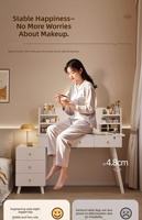 Table de toilette moderne en bois massif haut de gamme pour chambre d'hôtel, petit espace, nouveau modèle 2025, coiffeuse miroir tout-en-un, bureau de maquillage, table de chevet