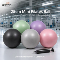 Ballon de yoga mini en PVC épaissi anti-éclatement 25 cm, ballon d'équilibre Pilates, entraîneur de fitness anti-explosion avec pompe, logo personnalisé