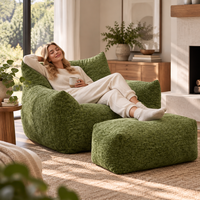 Fauteuil pouf de relaxation en forme de U sans structure avec repose-pieds, coussin doux pour adulte, garnissage en éponge compressible, fauteuil compressible