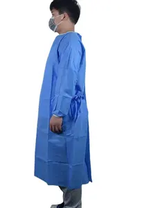 Robe jetable d'isolation couleur et taille personnalisées imperméable antibactérien pour l'hôpital