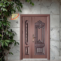 ZS personnalisé moderne luxe Impact certifié Double sécurité portes d'entrée avant en acier inoxydable coupe-vent côté fini intérieur