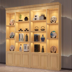 Espositore per Vini e Liquori in Legno a Più Livelli con Illuminazione LED, Scaffale a Scala Resistente, Ecologico con Retro in Vetro - Product Image 4