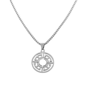 <b>Titanium</b> Steel Hollow Round Pendant Geometric Design Men's Necklace Retro Punk Style Fashion Jewelry Gift 120144 - Product Image 2