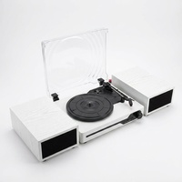 Lecteur de disques vinyles moderne élégant et minimaliste blanc à 3 vitesses sans fil avec haut-parleurs stéréo indépendants