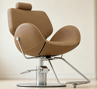 Fauteuil de Barbier Ergonomique Hydraulique Pivotant et Inclinable Beige Minimaliste Moderne pour Salon de Coiffure et Esthétique