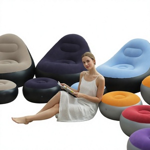 Lazy Couch Moon <b>Chair</b> Inflatable Durable Portable Foldable <b>Recliner</b> Comfortable Sofa <b>Chair</b> Stirrups Outdoor- Beach Use <b>Fabric</b> - Product Image 4