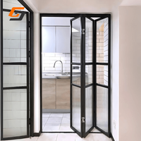 Système de porte pliante en verre GS moderne sans cadre Verre trempé Aluminium Accordéon Bi Portes pliantes pour un design intérieur minimaliste