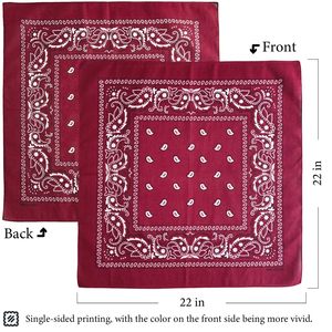 Lot de 4 bandanas 100 % coton, 22x22 pouces - Style hip-hop, foulards carrés multi-usages pour hommes et femmes, usage extérieur - Product Image 2