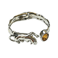 Bracelet rétro en métal incrusté de diamants, forme léopard, avec pierres précieuses apparentes