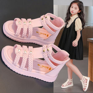 Sandales romaines d'été pour filles, chaussures décontractées pour bébés, sandales de princesse en cuir pour enfants et adolescents, taille 26-37 - Product Image 4