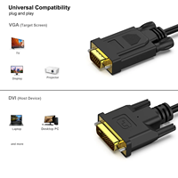 BENFEI DVI-D aktif ke VGA, DVI-D 24 + 1 ke VGA 6 kaki kabel laki-laki ke laki-laki kabel berlapis emas