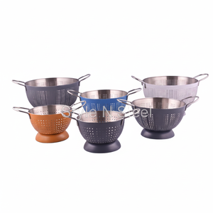 Juego de Coladores Giratorios de Acero Inoxidable Blanco de Alta Calidad para Cocina, con Mango de Alambre para Uso Diario - Product Image 1