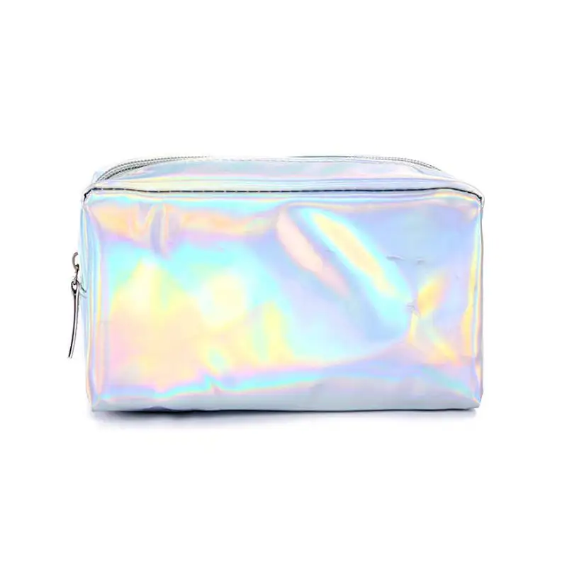 Bolsa de cosméticos holográfica colorida, à prova d'água, brilhante, beleza, maquiagem, necessaire, para mulheres