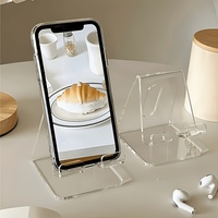 Support de téléphone triangulaire en acrylique transparent, style moderne, impression UV, support de bureau, support de diffusion en direct, multi-angles