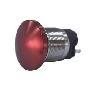 Interruptor de botón pulsador rojo tipo hongo de acero inoxidable 3A IP65 1NO1NC 220V LED metálico para control - Product Image 1