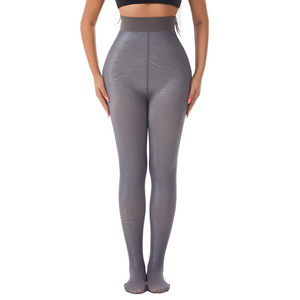 <span class=keywords><strong>Collant</strong></span> metallizzati argento lucido con fodera <span class=keywords><strong>in</strong></span> <span class=keywords><strong>pile</strong></span> magico, leggings a vita alta da donna - Product Image 5