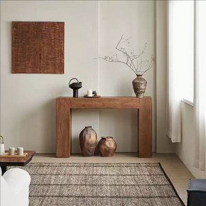 Tavolo d'ingresso in legno in stile medievale porta d'ingresso domestica a parete panca in legno massiccio lungo tavolo rettangolare, bancone d'ingresso - Product Image 5