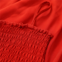 Robe décontractée pour femme à bretelles spaghetti, corsage smocké, longueur midi, en rayonne 200 GSM, coupe trapèze, respirante pour l'été, personnalisable avec logo OEM
