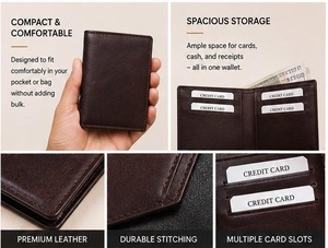 Vintage Genuine Leather <b>Wallet</b> with Bi Fold Design and Ample Storage for <b>Cards</b> and Cashier - Product Image 2