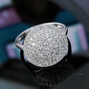 Bague de cocktail Q029 pour femme en argent 925, sertie de cristaux brillants ronds et de strass, bijoux de fête - Product Image 5
