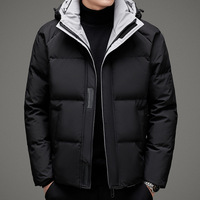 Veste d'hiver pour homme, décontractée, à capuche, chaude, imperméable, coupe-vent, d'extérieur, avec isolation en duvet de canard blanc 1000 fill power, fermeture éclair, parka matelassée