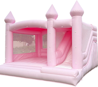 Château gonflable commercial blanc personnalisé pour l'extérieur, structure de saut avec toboggan combiné pour fêtes en plein air