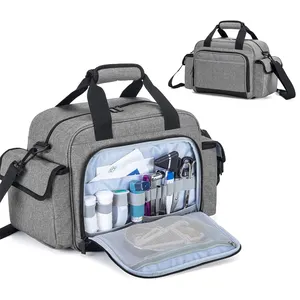 Home Health Nurse Bag Empty Portable Medical Supplies Shoulder Bag for Hospice Home Visi Hospital Interns Grey