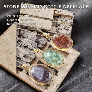 Collier pendentif bouteille à souhaits elliptique en strass de cristal, chaîne à maillons, cadeau, bijoux de mode - Product Image 2