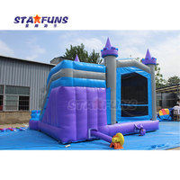 Château gonflable bleu pour enfants à vendre, château gonflable commercial avec toboggan aquatique, château de saut gonflable